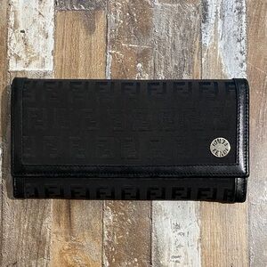 Fendi Black Zucca Long Wallet
